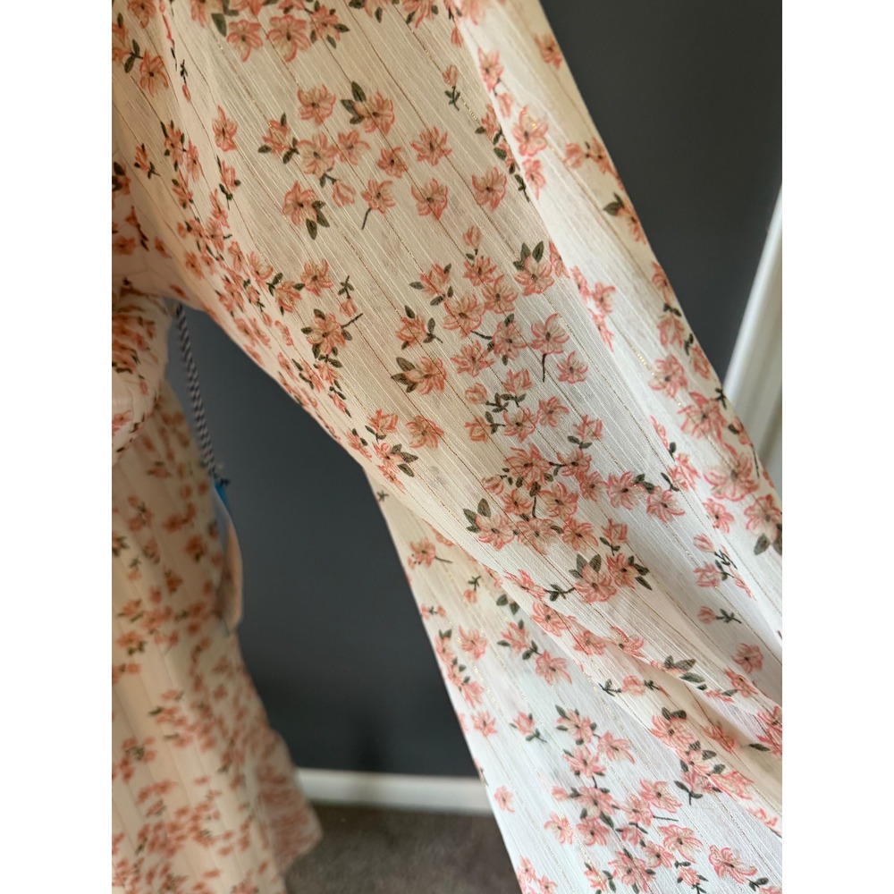 Draper James RSVP Floral Smocked Waist Midi Dress Pink White Gold 3X NWT - Picture 4 of 10